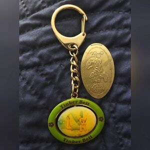Vintage Disney Tinkerbell Spinning Keychain and a Grand Floridian Pressed Coin!!